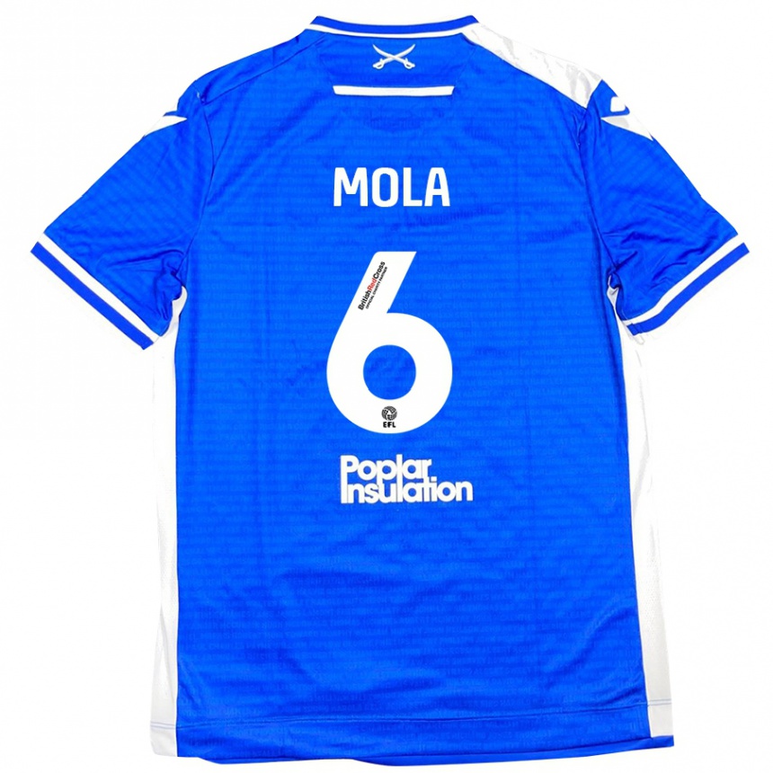 Men Football Clinton Mola #6 Blue White Home Jersey 2024/25 T-Shirt Nz