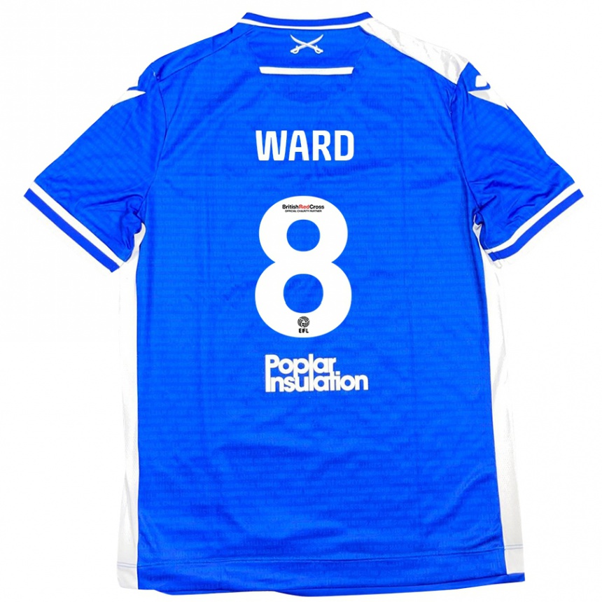 Men Football Grant Ward #8 Blue White Home Jersey 2024/25 T-Shirt Nz