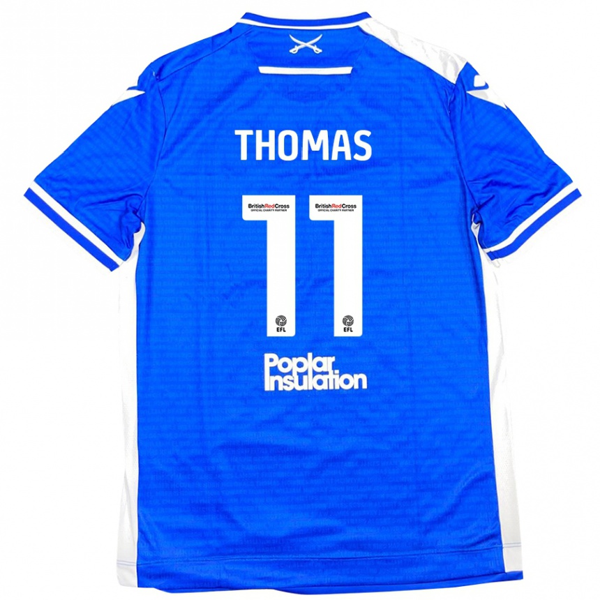 Men Football Luke Thomas #11 Blue White Home Jersey 2024/25 T-Shirt Nz