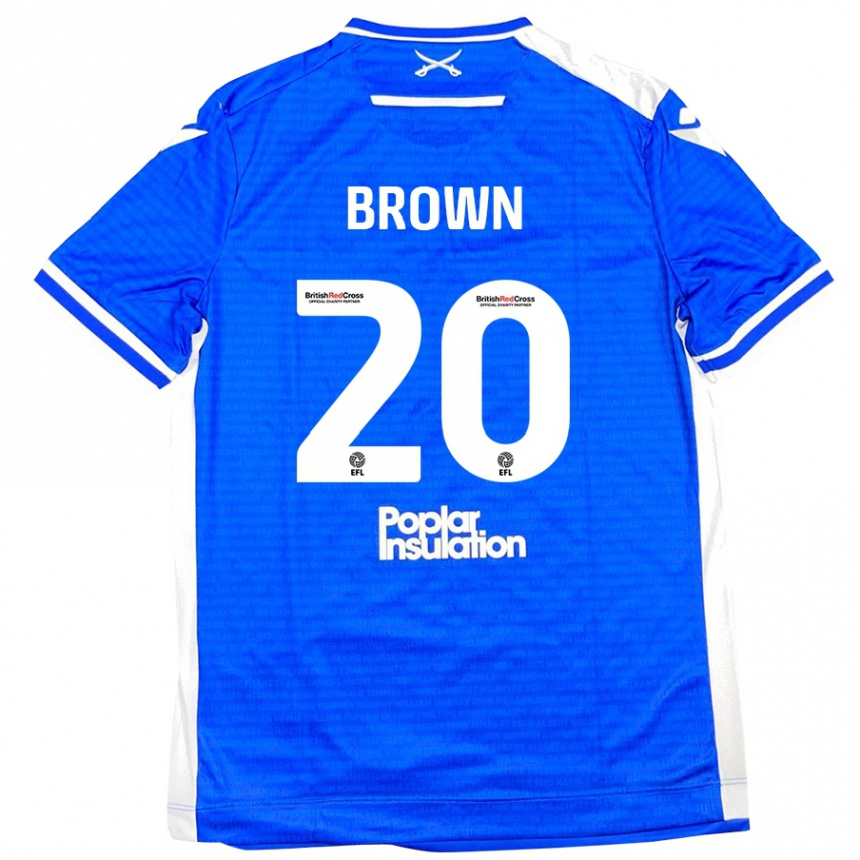 Men Football Jevani Brown #20 Blue White Home Jersey 2024/25 T-Shirt Nz