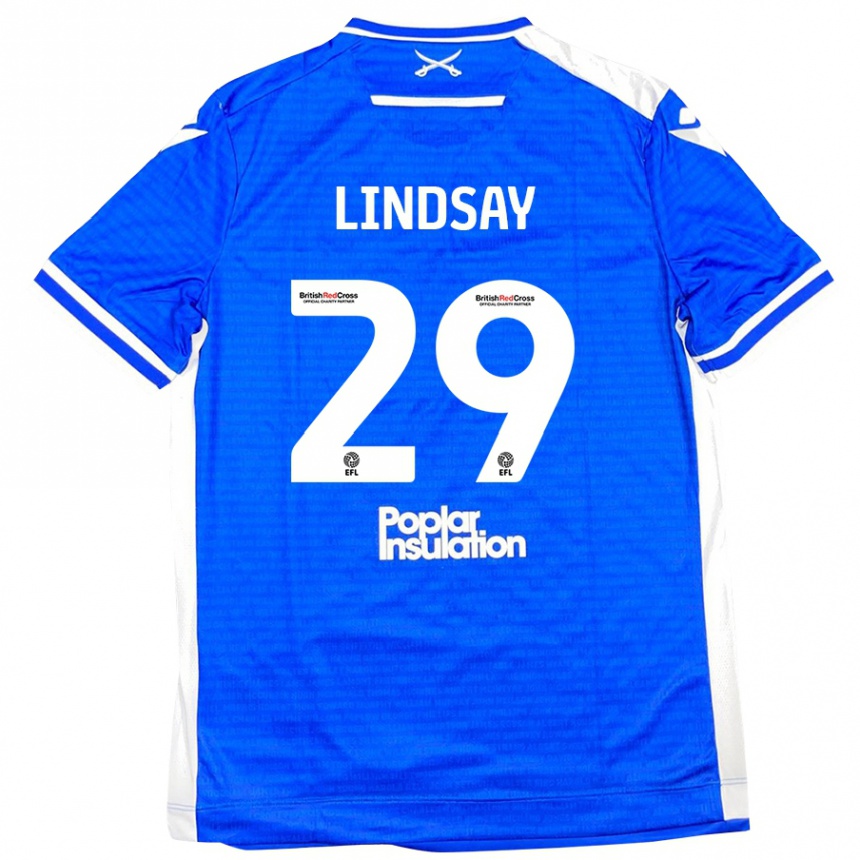 Men Football Jamie Lindsay #29 Blue White Home Jersey 2024/25 T-Shirt Nz