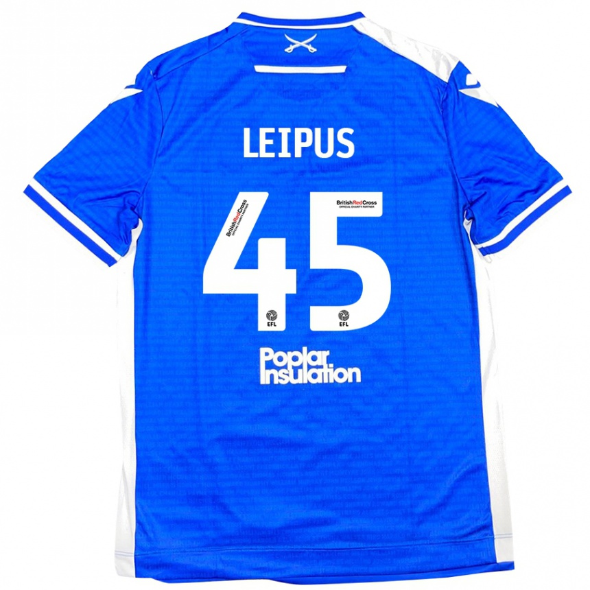 Men Football Brooklyn Leipus #45 Blue White Home Jersey 2024/25 T-Shirt Nz