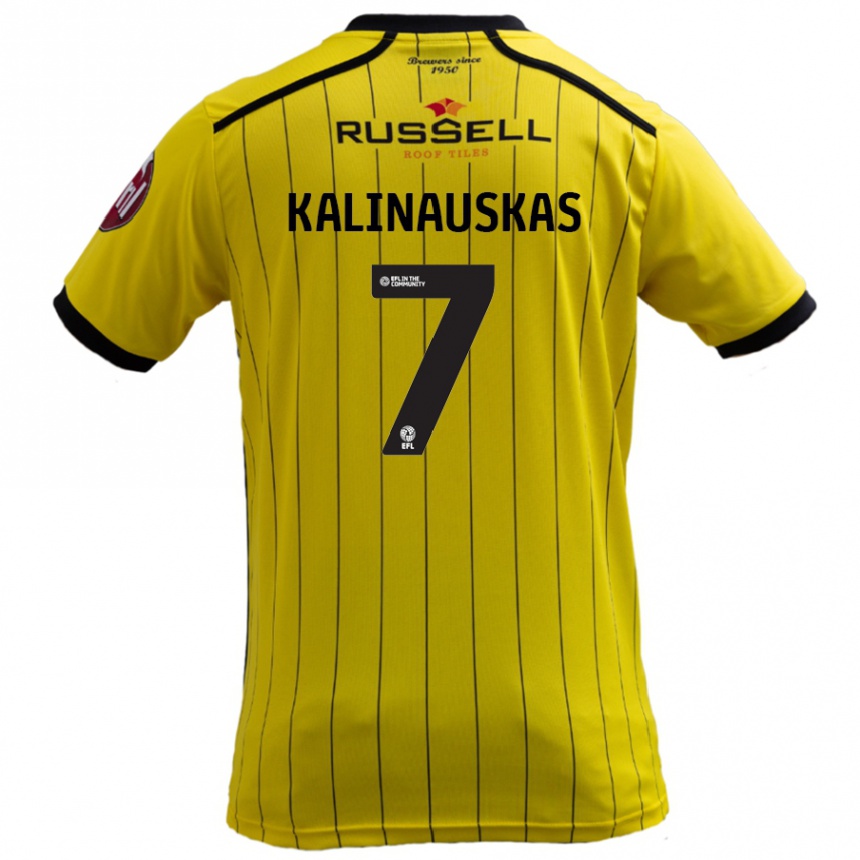 Men Football Tomas Kalinauskas #7 Yellow Home Jersey 2024/25 T-Shirt Nz