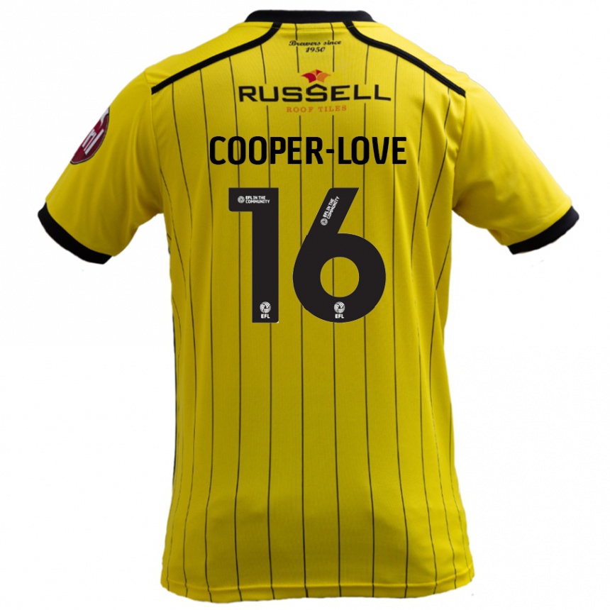 Men Football Jack Cooper-Love #16 Yellow Home Jersey 2024/25 T-Shirt Nz