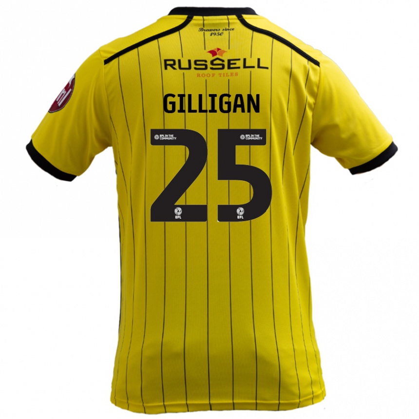 Men Football Ciaran Gilligan #25 Yellow Home Jersey 2024/25 T-Shirt Nz