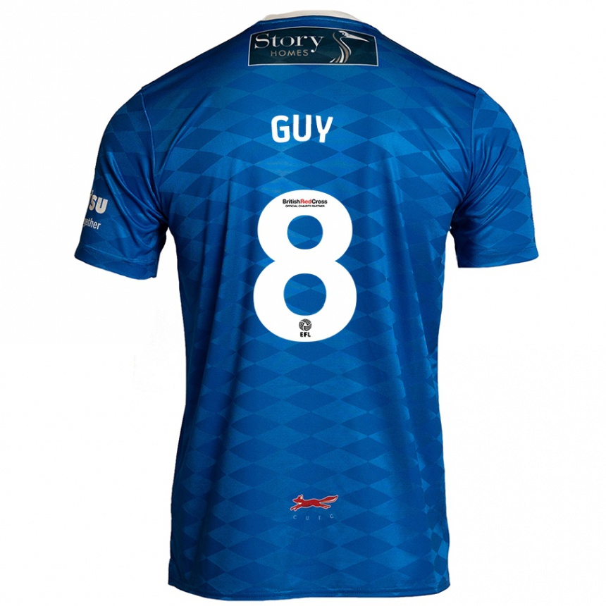 Men Football Callum Guy #8 Blue Home Jersey 2024/25 T-Shirt Nz