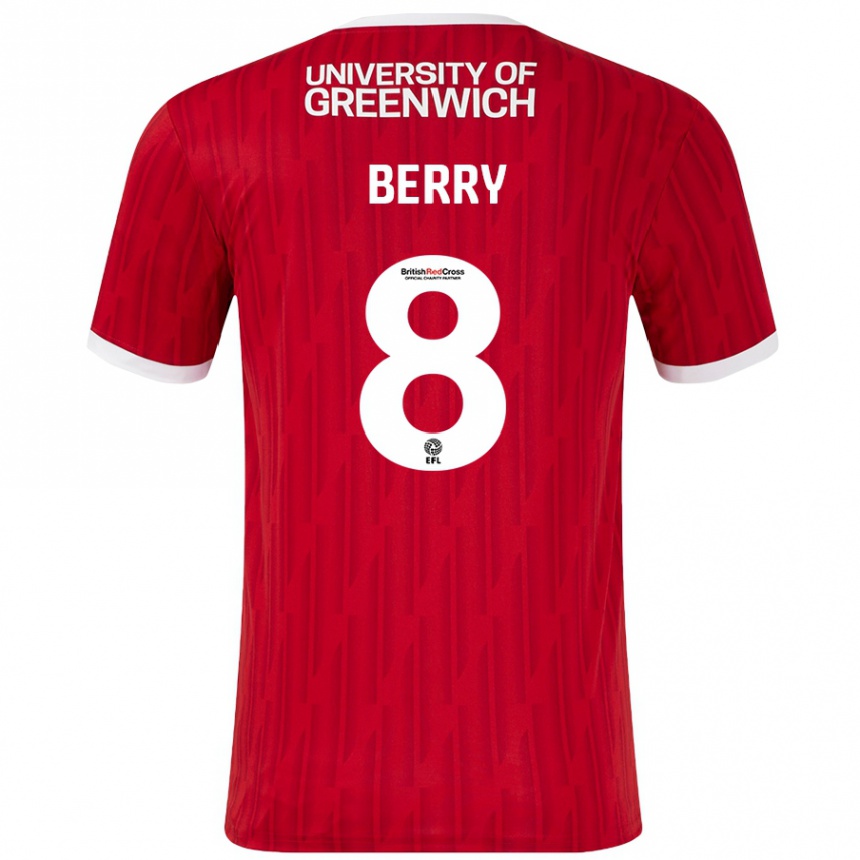 Men Football Luke Berry #8 Red White Home Jersey 2024/25 T-Shirt Nz