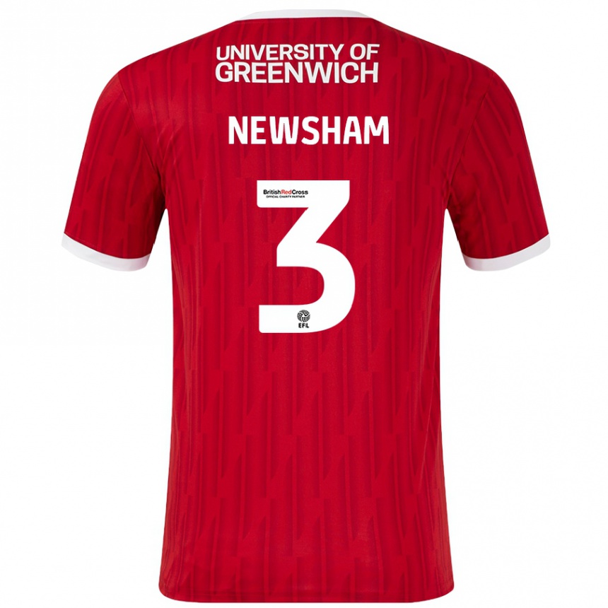 Men Football Charlotte Newsham #3 Red White Home Jersey 2024/25 T-Shirt Nz