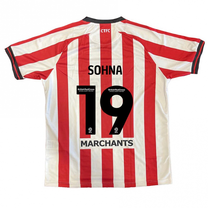 Men Football Harrison Sohna #19 Red White Home Jersey 2024/25 T-Shirt Nz