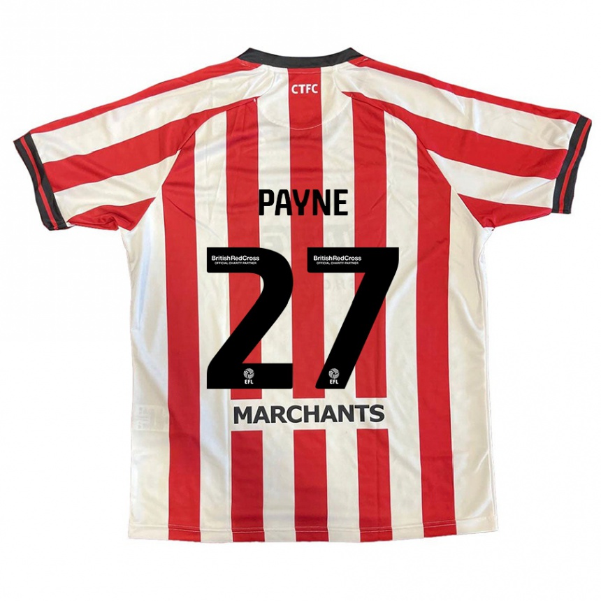 Men Football Lewis Payne #27 Red White Home Jersey 2024/25 T-Shirt Nz