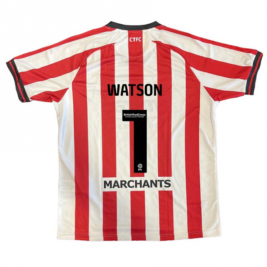 Men Football Aimee Watson #1 Red White Home Jersey 2024/25 T-Shirt Nz