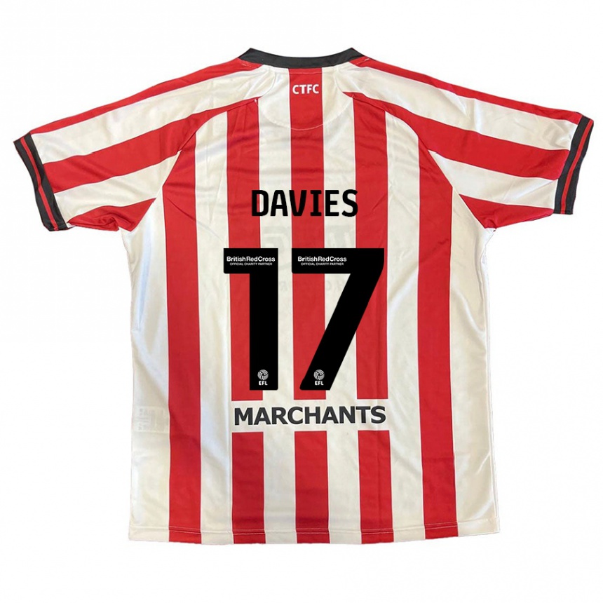 Men Football Annabel Davies #17 Red White Home Jersey 2024/25 T-Shirt Nz