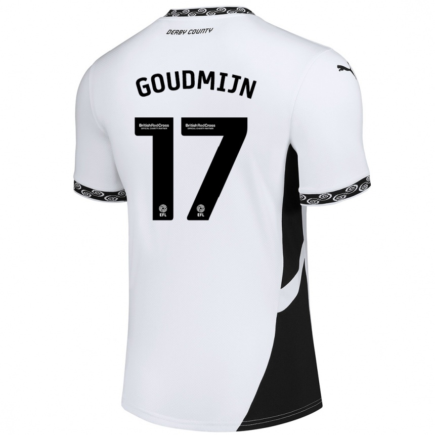 Men Football Kenzo Goudmijn #17 White Black Home Jersey 2024/25 T-Shirt Nz