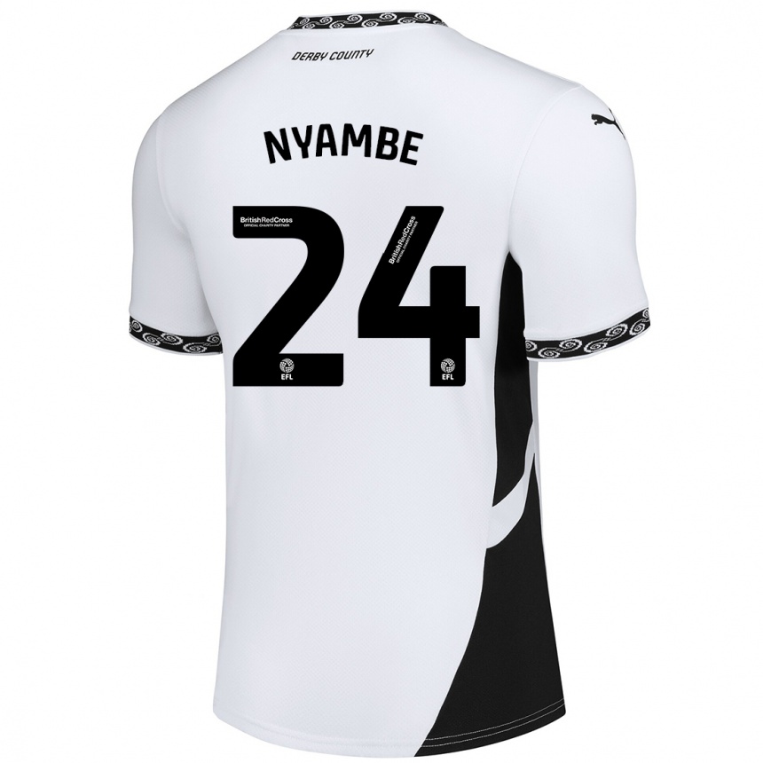 Men Football Ryan Nyambe #24 White Black Home Jersey 2024/25 T-Shirt Nz