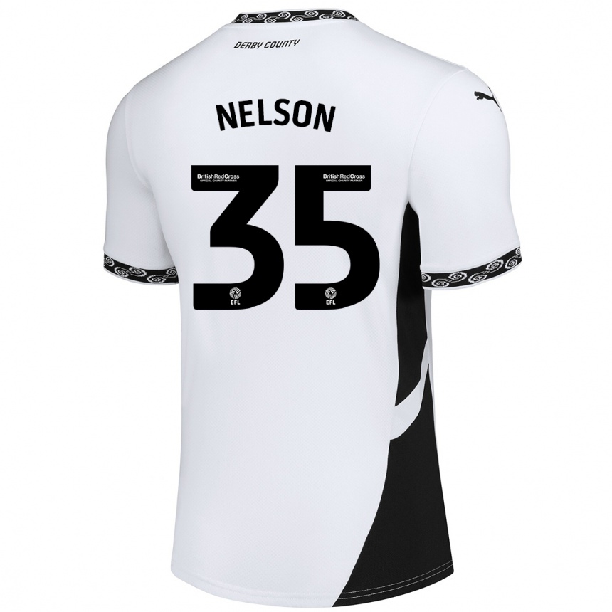 Men Football Curtis Nelson #35 White Black Home Jersey 2024/25 T-Shirt Nz