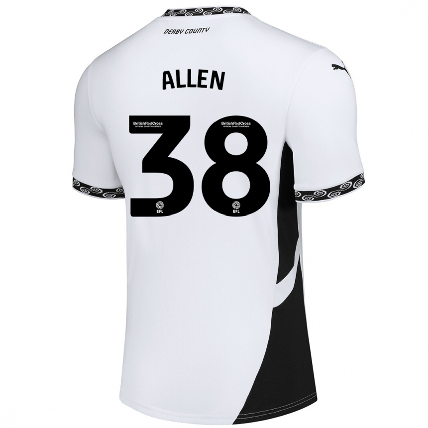 Men Football Cruz Allen #38 White Black Home Jersey 2024/25 T-Shirt Nz