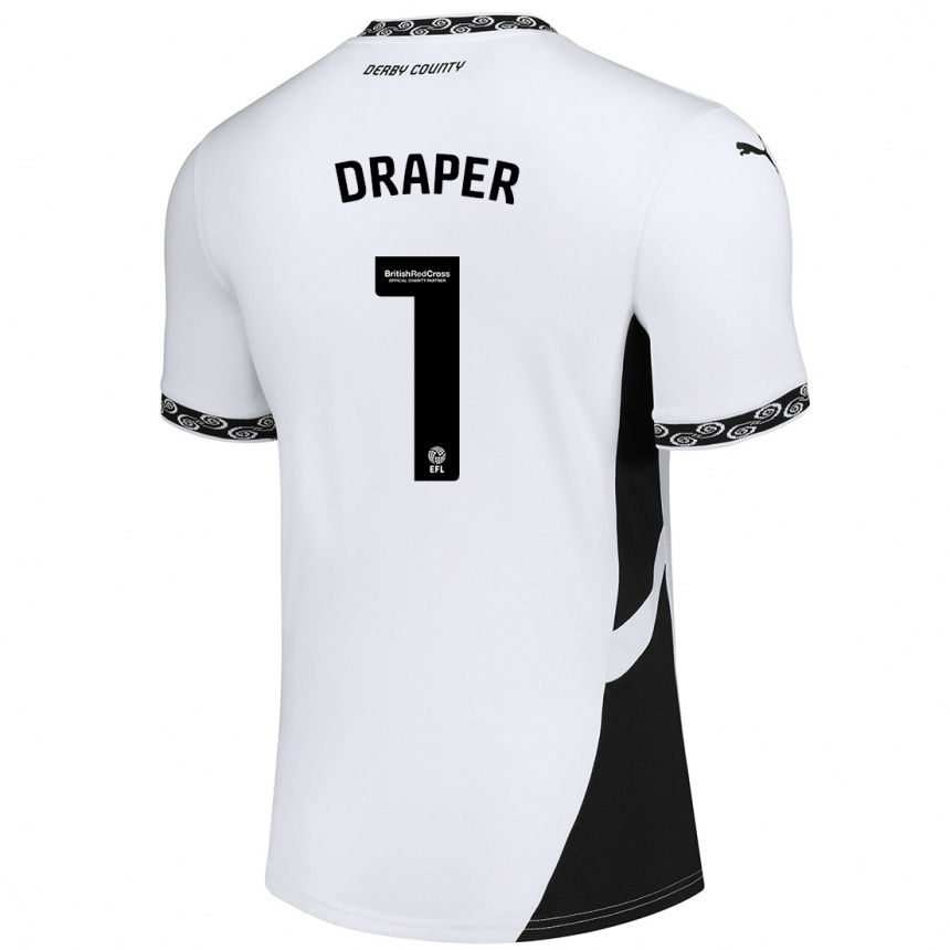 Men Football Anna Draper #1 White Black Home Jersey 2024/25 T-Shirt Nz