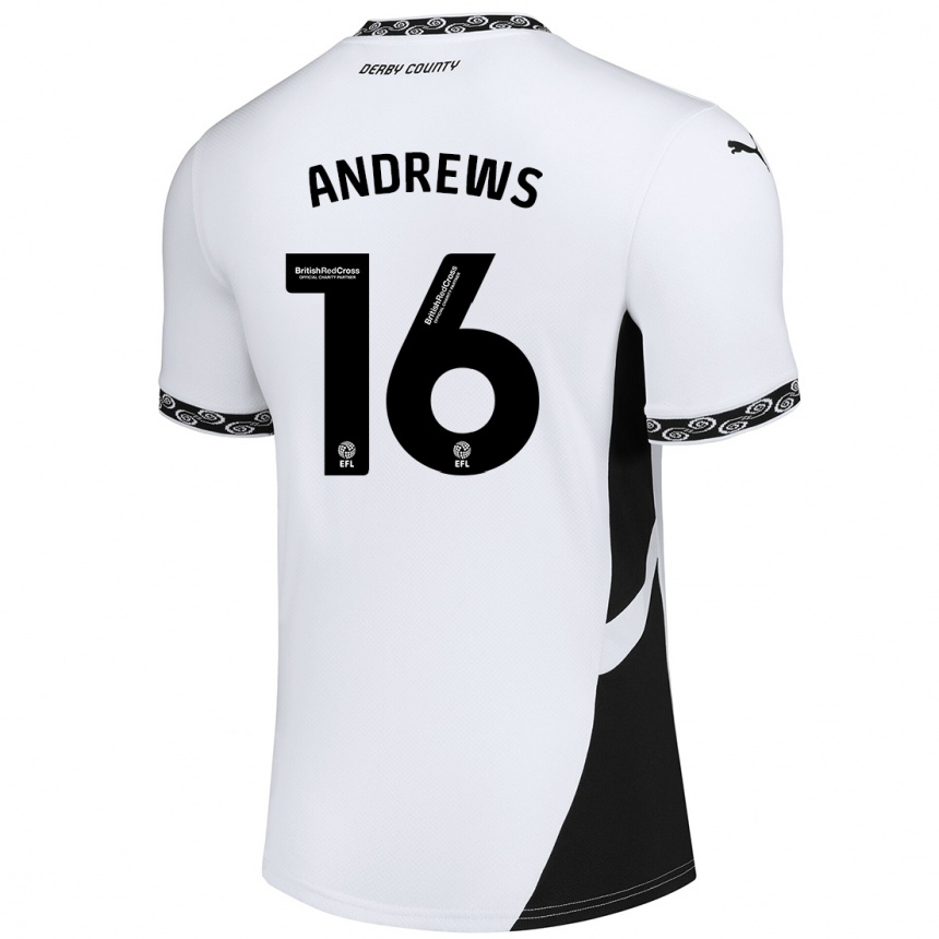 Men Football Marli Rhodes-Andrews #16 White Black Home Jersey 2024/25 T-Shirt Nz