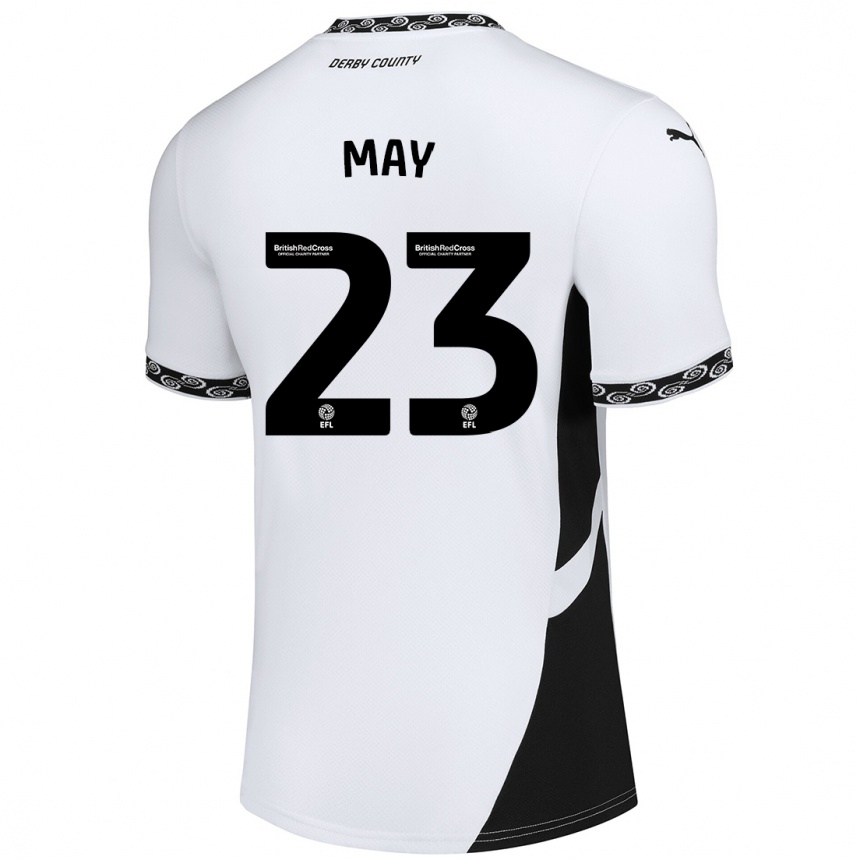 Men Football Rebecca May #23 White Black Home Jersey 2024/25 T-Shirt Nz