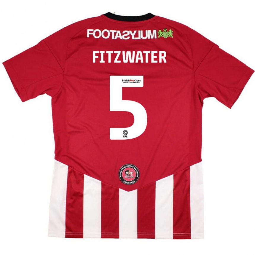 Men Football Jack Fitzwater #5 Red White Home Jersey 2024/25 T-Shirt Nz