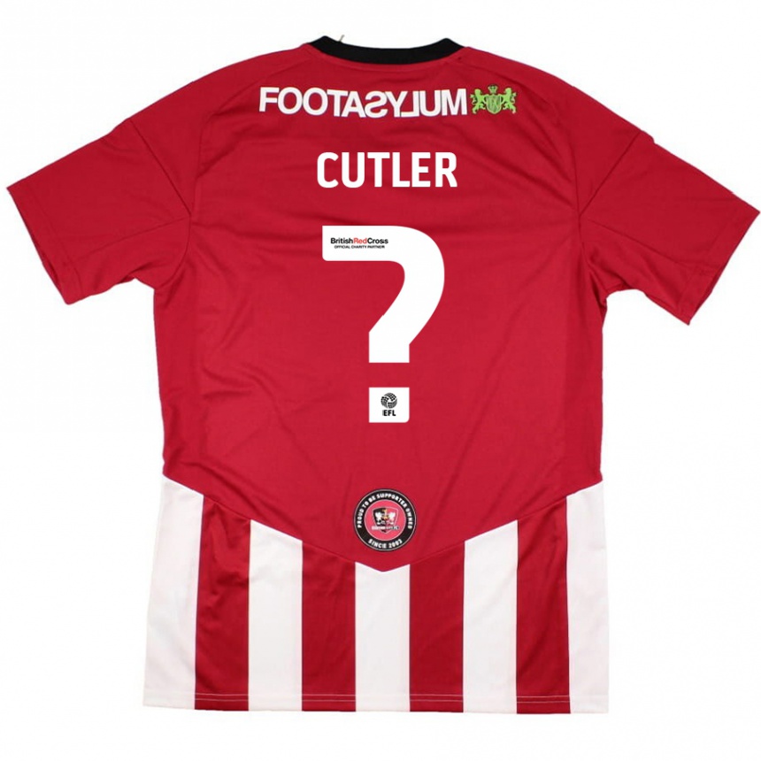 Men Football Theo Cutler #0 Red White Home Jersey 2024/25 T-Shirt Nz