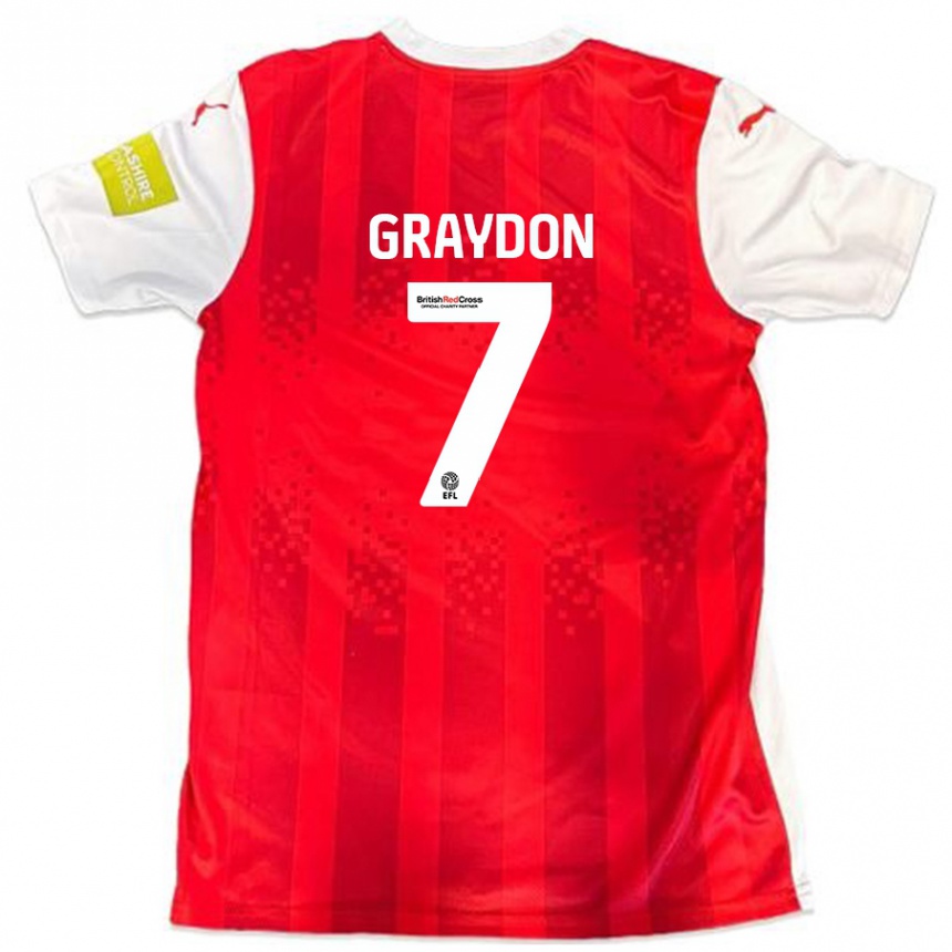 Men Football Ryan Graydon #7 Red White Home Jersey 2024/25 T-Shirt Nz