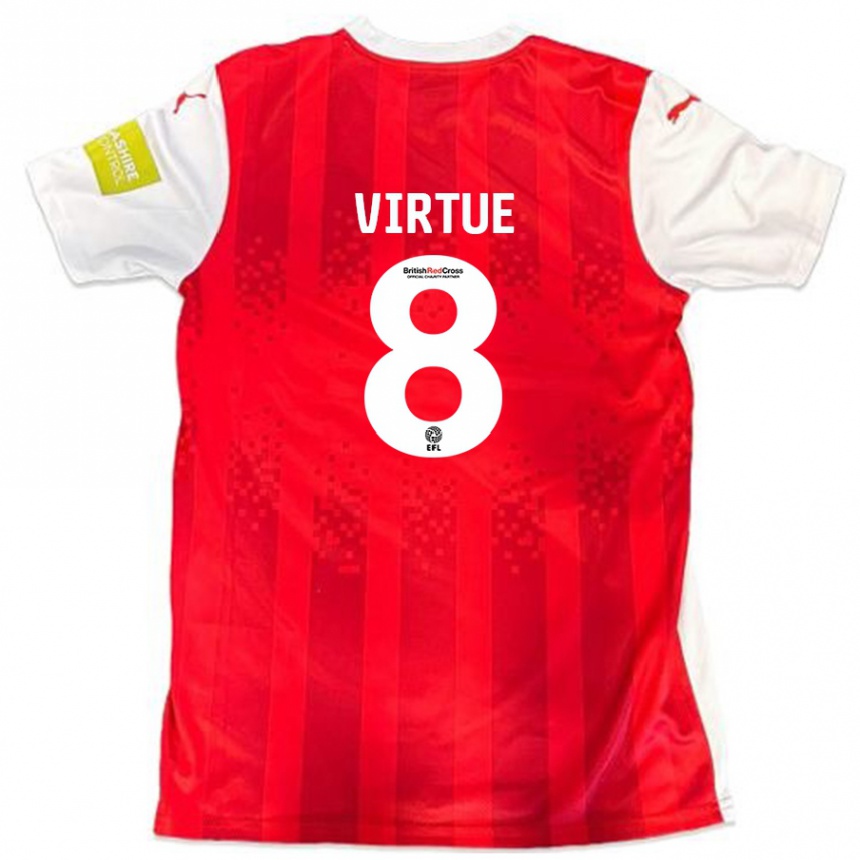 Men Football Matty Virtue #8 Red White Home Jersey 2024/25 T-Shirt Nz