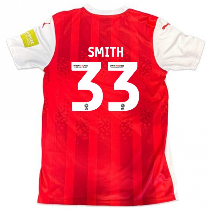 Men Football Pele Smith #33 Red White Home Jersey 2024/25 T-Shirt Nz