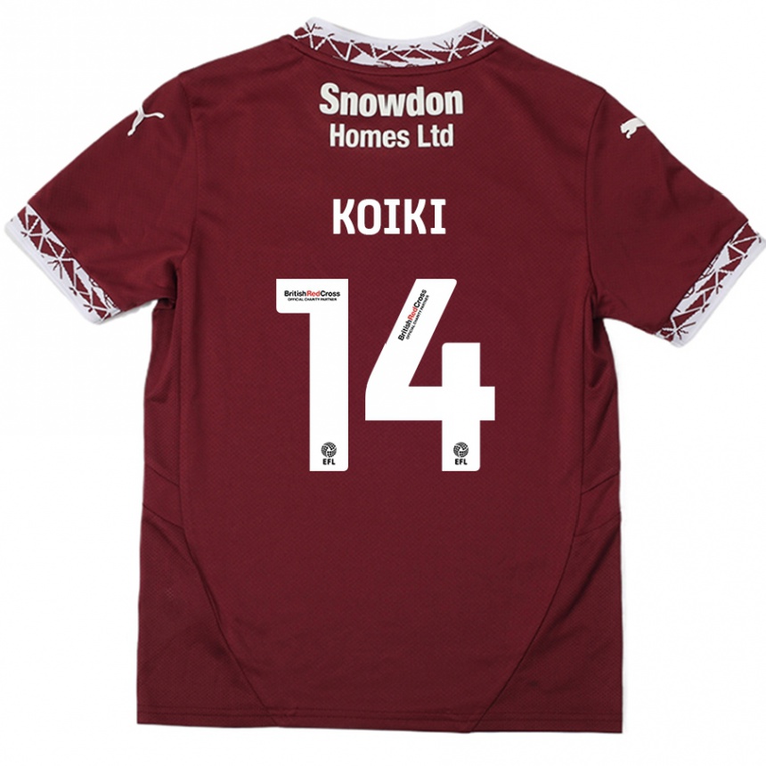 Men Football Ali Koiki #14 Burgundy Home Jersey 2024/25 T-Shirt Nz