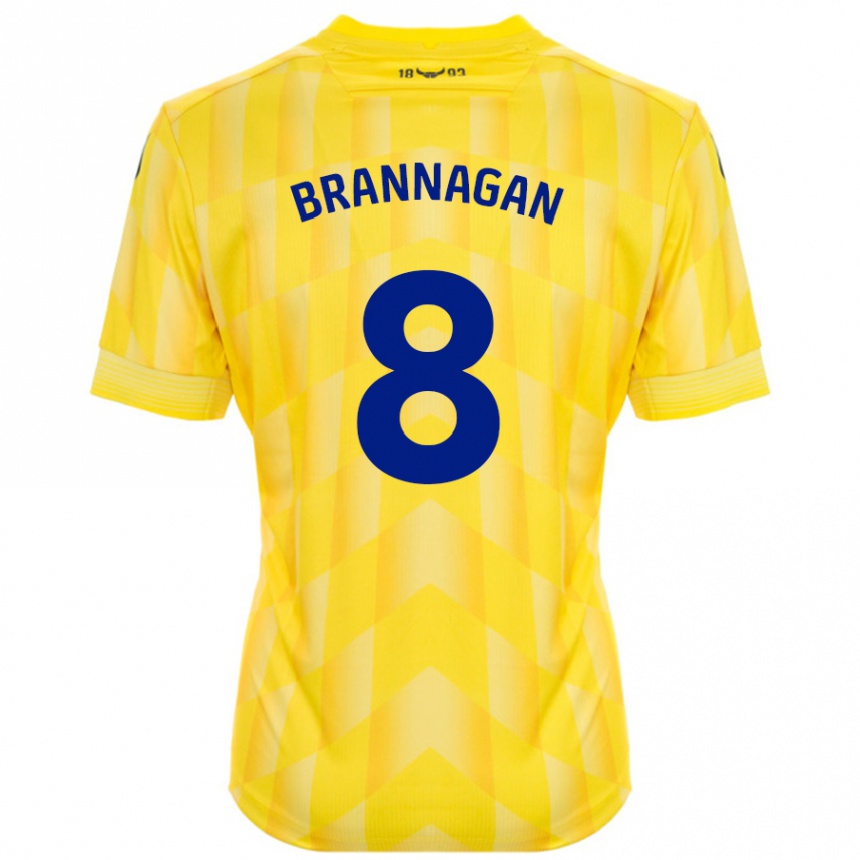 Men Football Cameron Brannagan #8 Yellow Home Jersey 2024/25 T-Shirt Nz