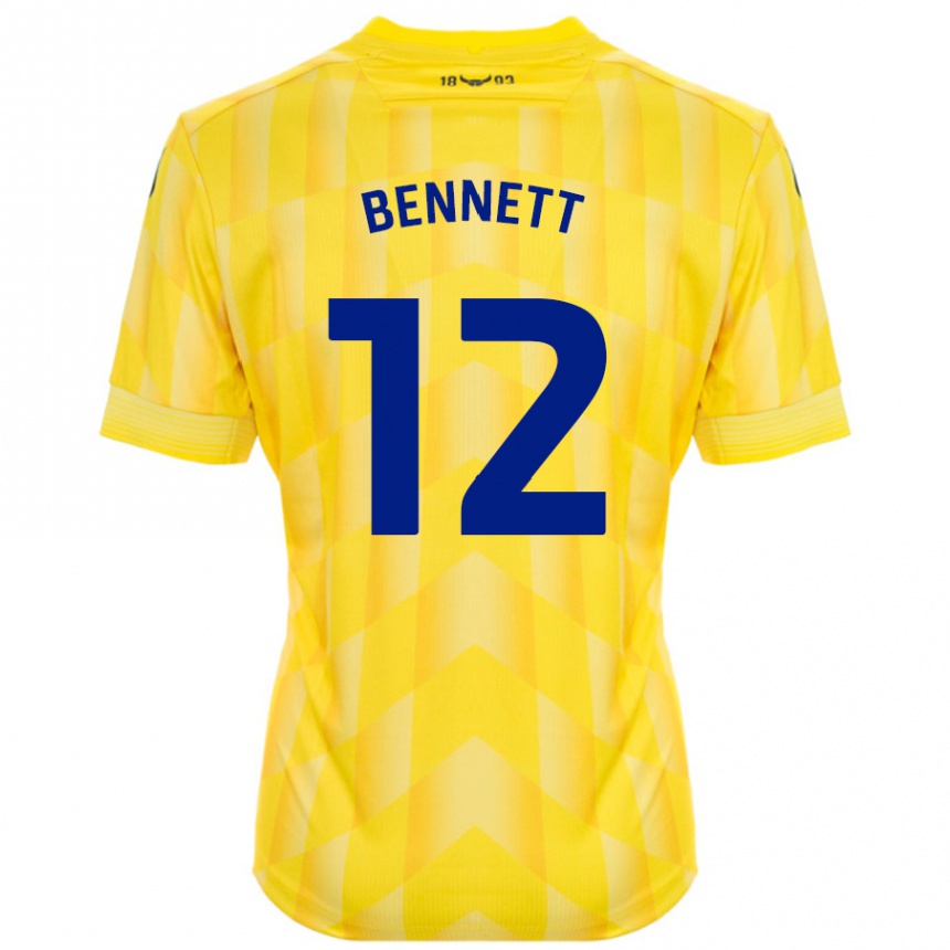 Men Football Joe Bennett #12 Yellow Home Jersey 2024/25 T-Shirt Nz