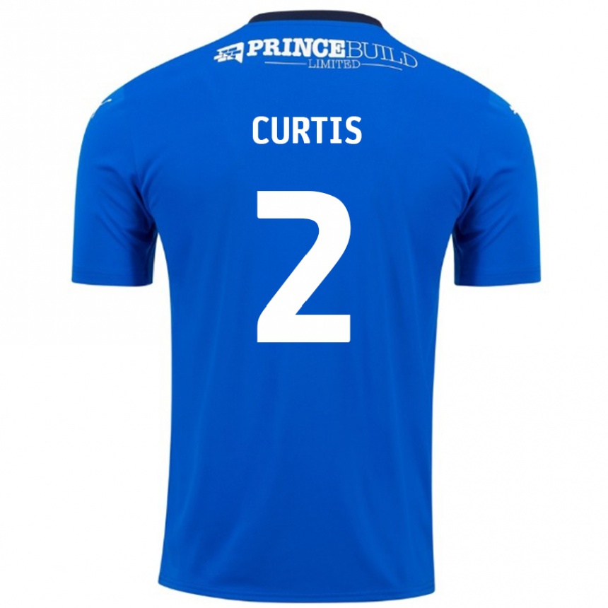 Men Football Sam Curtis #2 Blue White Home Jersey 2024/25 T-Shirt Nz