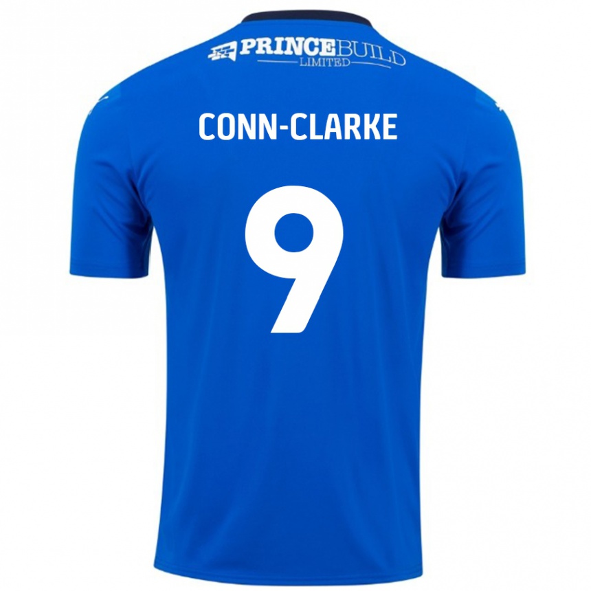 Men Football Chris Conn-Clarke #9 Blue White Home Jersey 2024/25 T-Shirt Nz