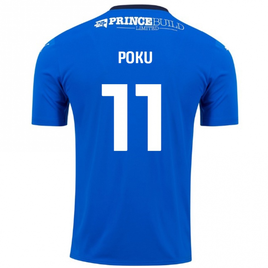 Men Football Kwame Poku #11 Blue White Home Jersey 2024/25 T-Shirt Nz