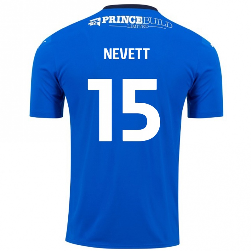 Men Football George Nevett #15 Blue White Home Jersey 2024/25 T-Shirt Nz