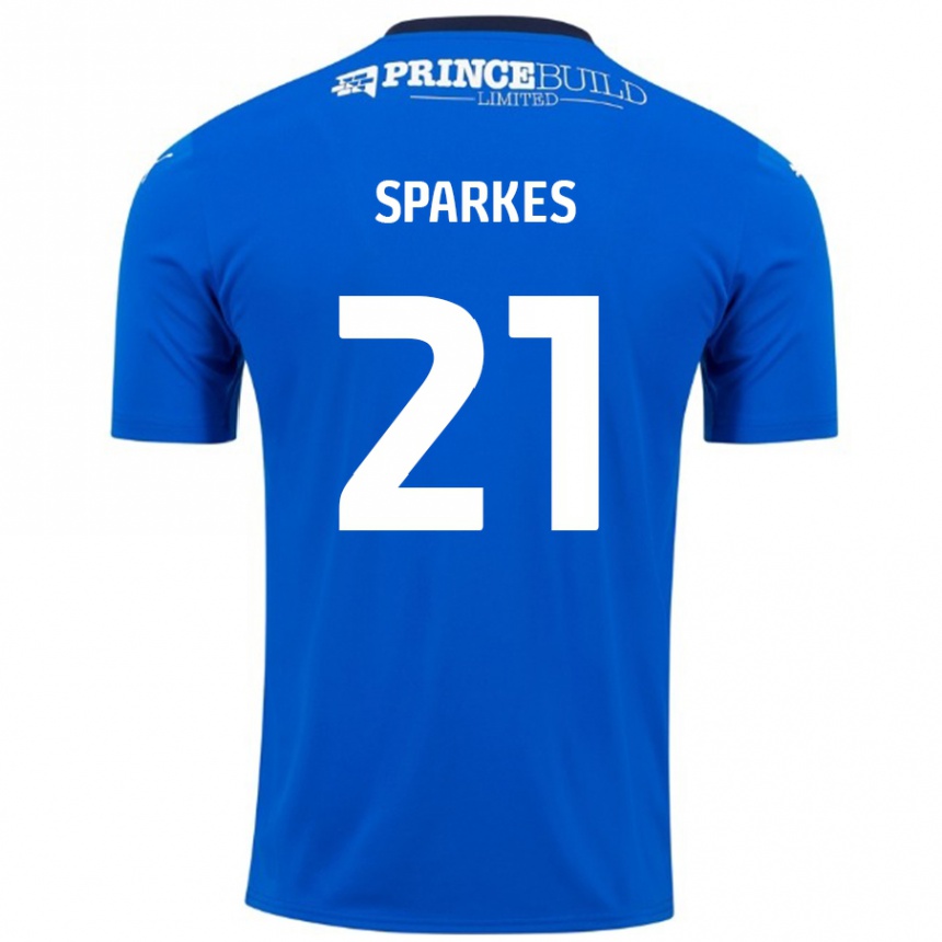 Men Football Jack Sparkes #21 Blue White Home Jersey 2024/25 T-Shirt Nz