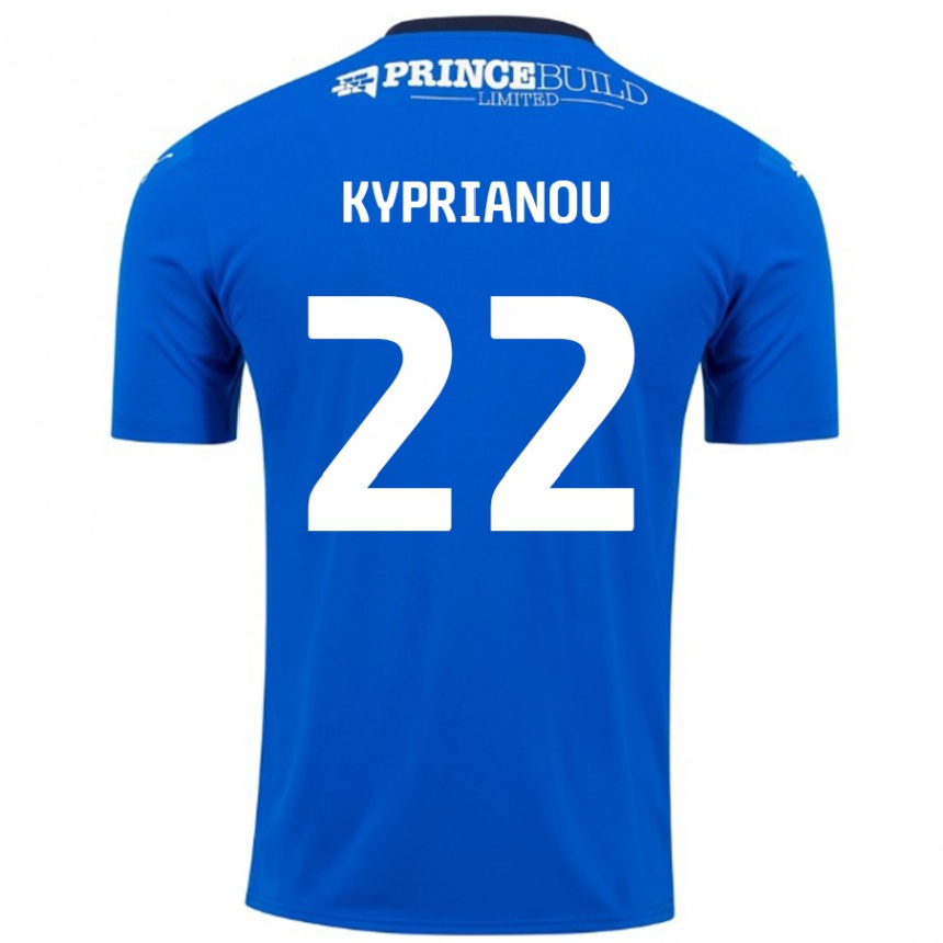 Men Football Hector Kyprianou #22 Blue White Home Jersey 2024/25 T-Shirt Nz