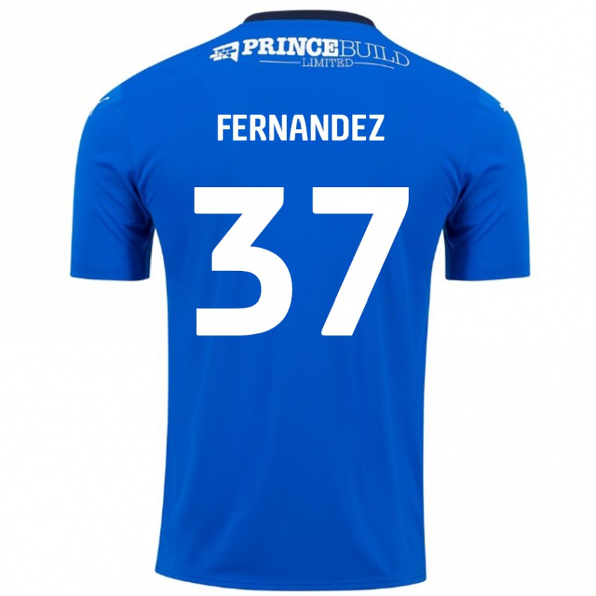 Men Football Emmanuel Fernandez #37 Blue White Home Jersey 2024/25 T-Shirt Nz