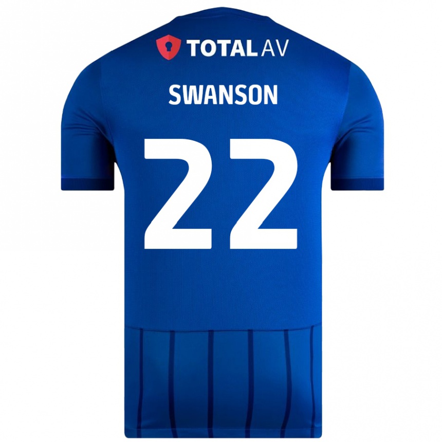 Men Football Zak Swanson #22 Blue Home Jersey 2024/25 T-Shirt Nz