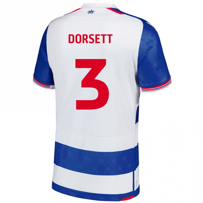 Men Football Jeriel Dorsett #3 Blue White Home Jersey 2024/25 T-Shirt Nz