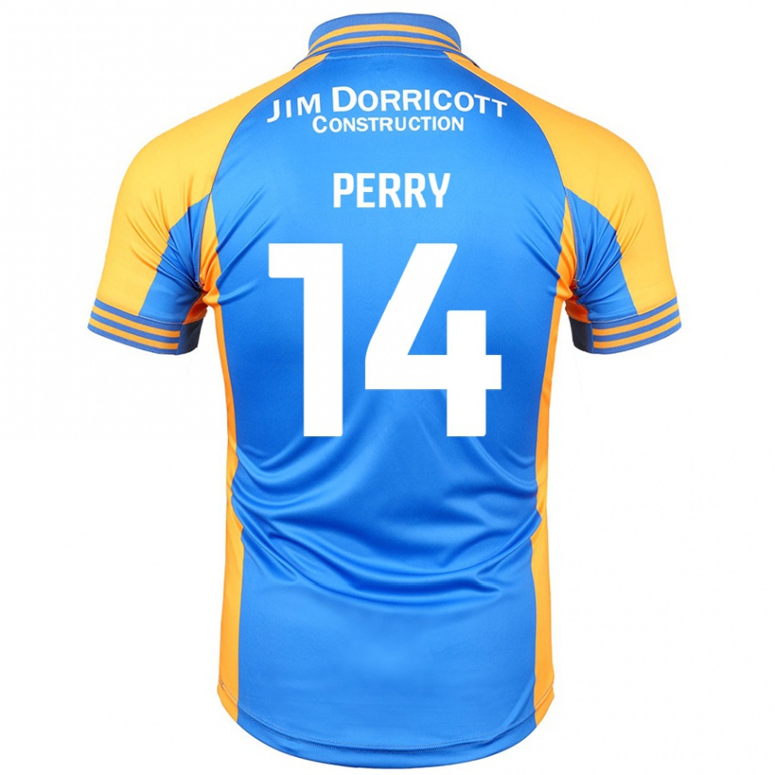 Men Football Taylor Perry #14 Blue Amber Home Jersey 2024/25 T-Shirt Nz