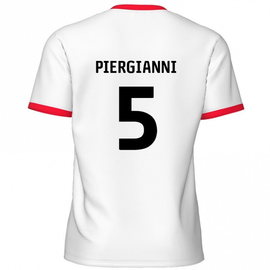 Men Football Carl Piergianni #5 White Red Home Jersey 2024/25 T-Shirt Nz