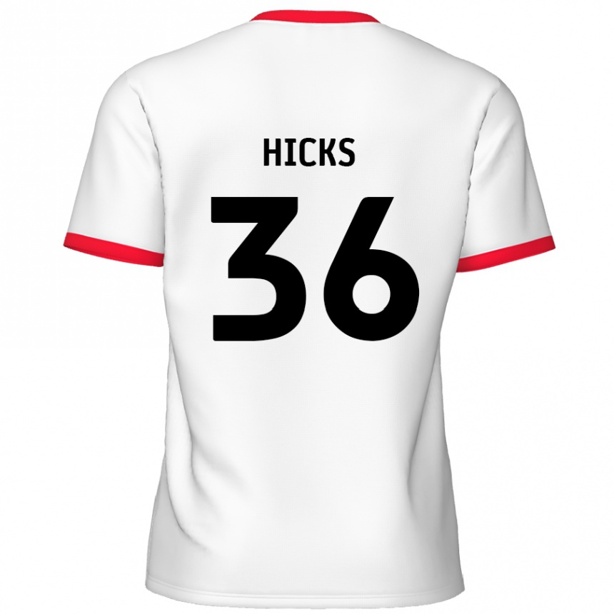 Men Football David Hicks #36 White Red Home Jersey 2024/25 T-Shirt Nz