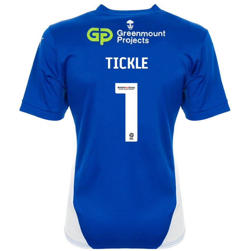 Men Football Sam Tickle #1 Blue White Home Jersey 2024/25 T-Shirt Nz