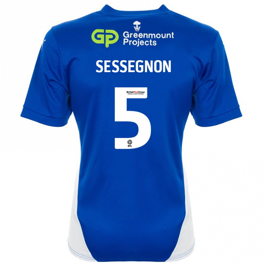 Men Football Steven Sessegnon #5 Blue White Home Jersey 2024/25 T-Shirt Nz