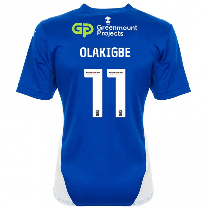 Men Football Michael Olakigbe #11 Blue White Home Jersey 2024/25 T-Shirt Nz