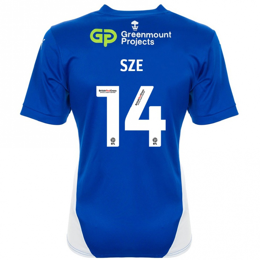 Men Football Chris Sze #14 Blue White Home Jersey 2024/25 T-Shirt Nz