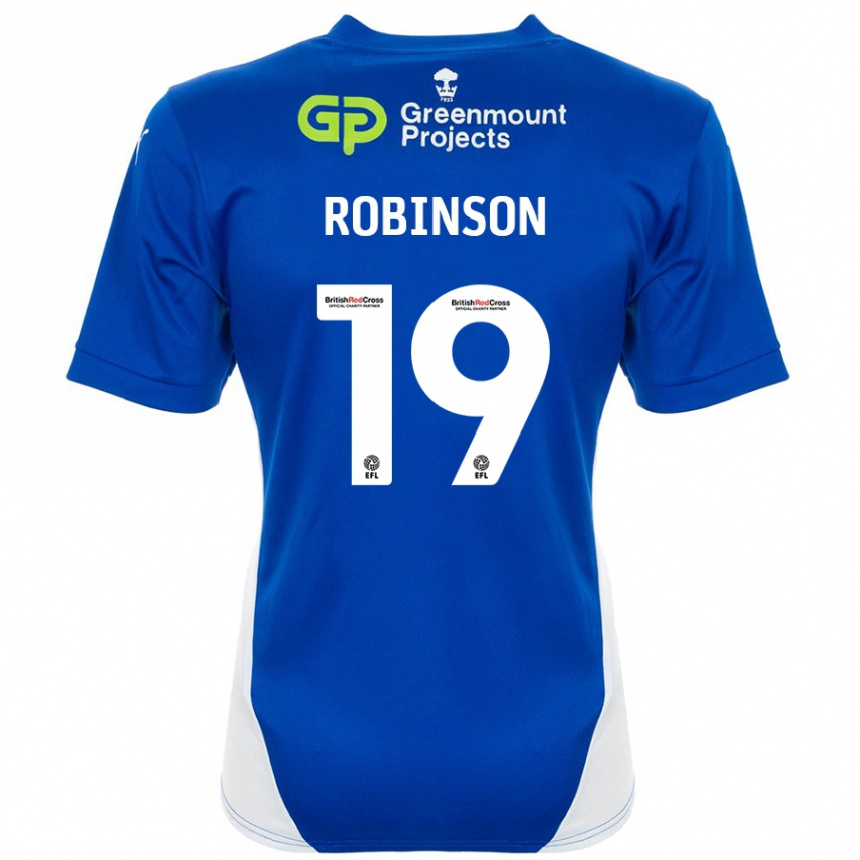 Men Football Luke Robinson #19 Blue White Home Jersey 2024/25 T-Shirt Nz