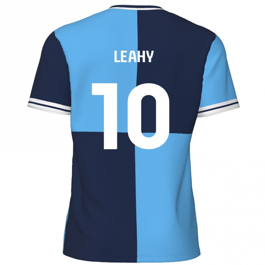 Men Football Luke Leahy #10 Sky Blue Dark Blue Home Jersey 2024/25 T-Shirt Nz