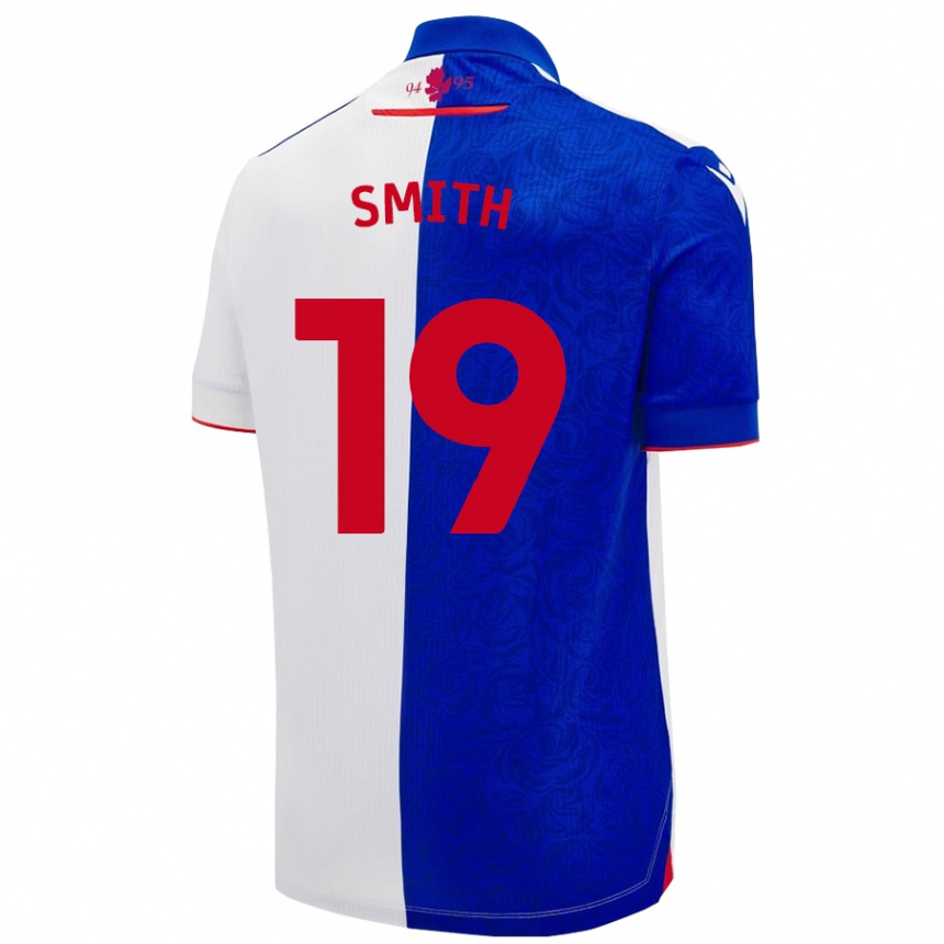 Men Football Evie Smith #19 Sky Blue White Home Jersey 2024/25 T-Shirt Nz